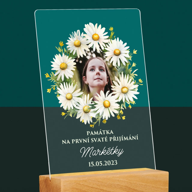 Fotka A Textem: Památka Na Svaté Přijímání Sedmikrásky - Tisk Na Akrylovém Skle