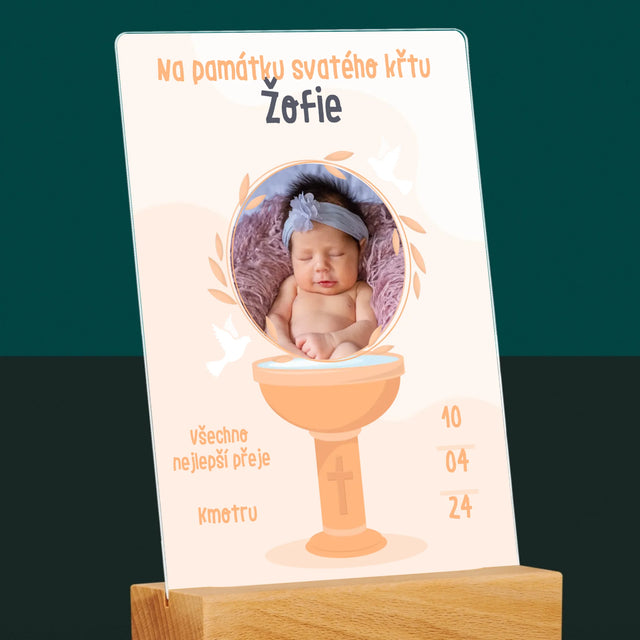 Fotka A Textem: Na Památku Svatého Křtu - Tisk Na Akrylovém Skle