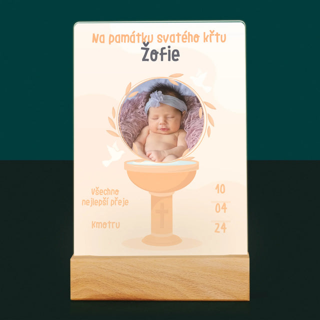 Fotka A Textem: Na Památku Svatého Křtu - Tisk Na Akrylovém Skle