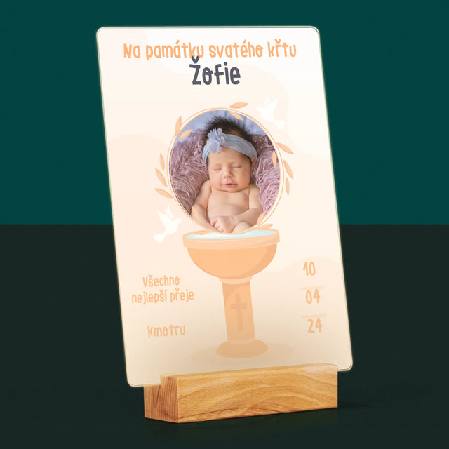 Fotka A Textem: Na Památku Svatého Křtu - Tisk Na Akrylovém Skle