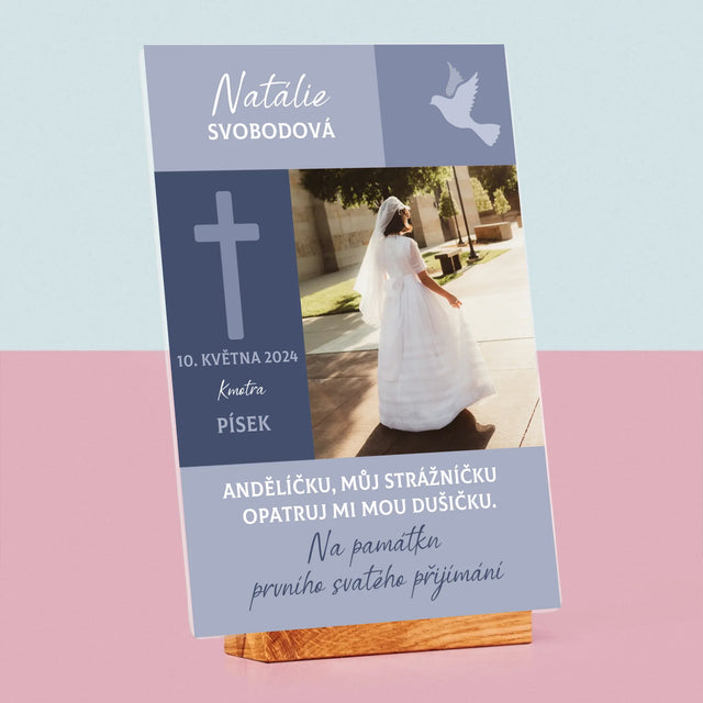 Fotka A Textem: Andělíčku Přijímání - Tisk Na Akrylovém Skle