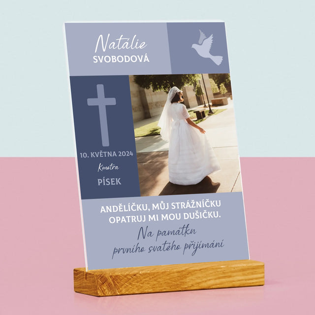 Fotka A Textem: Andělíčku Přijímání - Tisk Na Akrylovém Skle