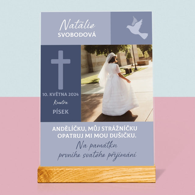 Fotka A Textem: Andělíčku Přijímání - Tisk Na Akrylovém Skle