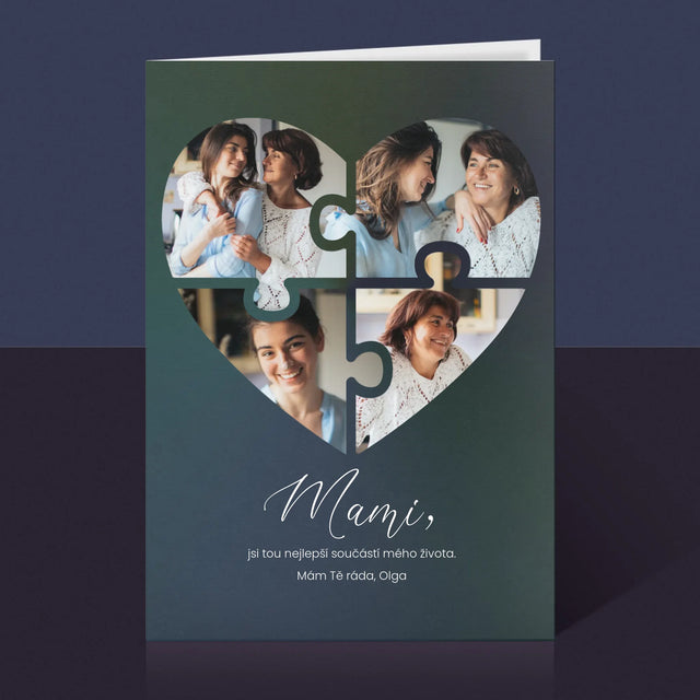 Fotokoláž: Puzzle Srdce Pro Mámu - Přání