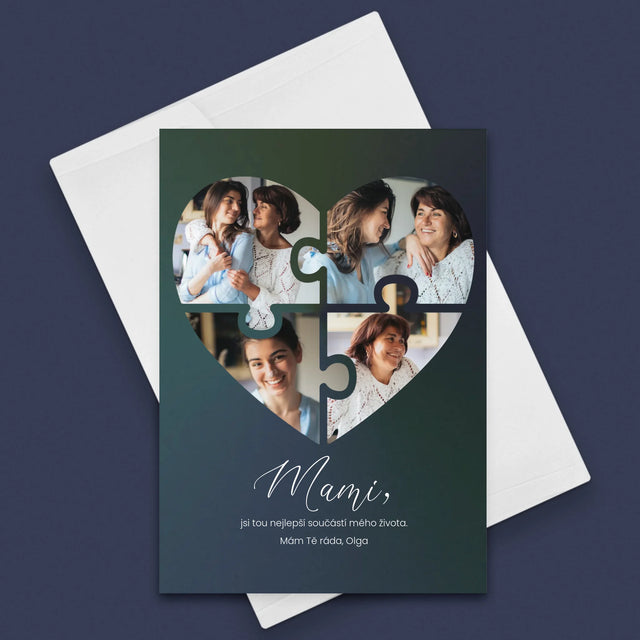 Fotokoláž: Puzzle Srdce Pro Mámu - Přání