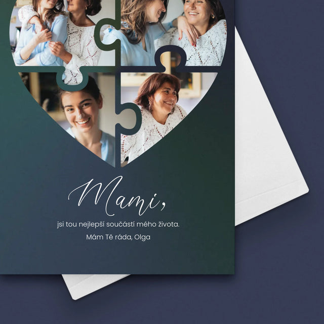 Fotokoláž: Puzzle Srdce Pro Mámu - Přání
