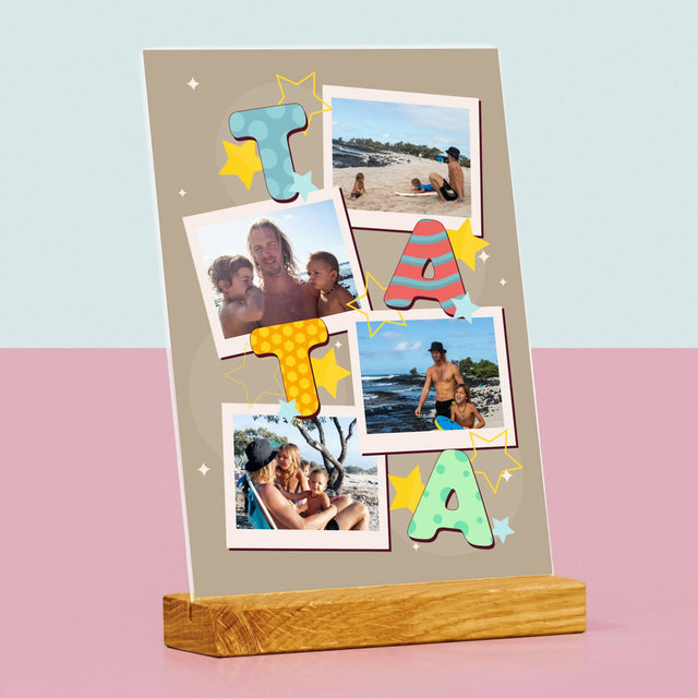 Fotokoláž: Písmenka Táta - Tisk Na Akrylovém Skle