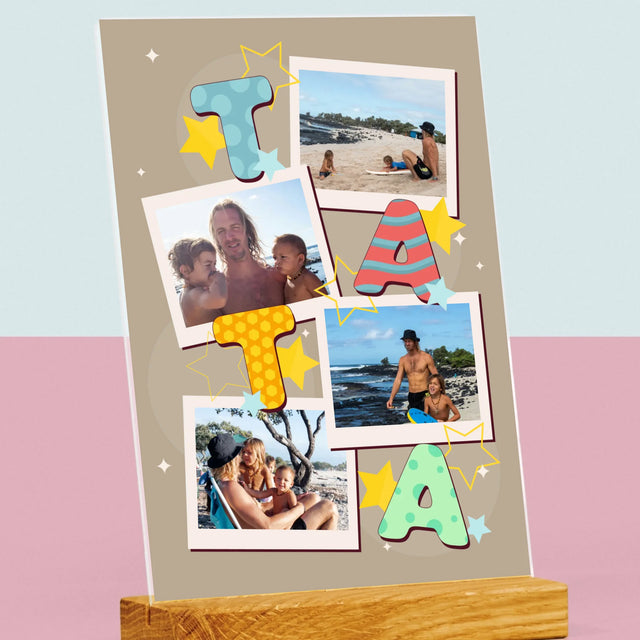 Fotokoláž: Písmenka Táta - Tisk Na Akrylovém Skle