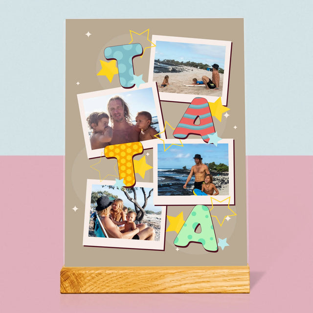 Fotokoláž: Písmenka Táta - Tisk Na Akrylovém Skle