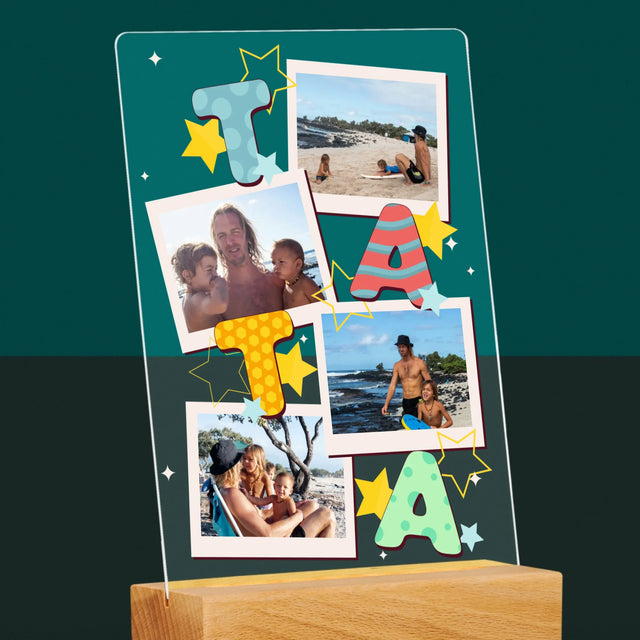 Fotokoláž: Písmenka Táta - Tisk Na Akrylovém Skle