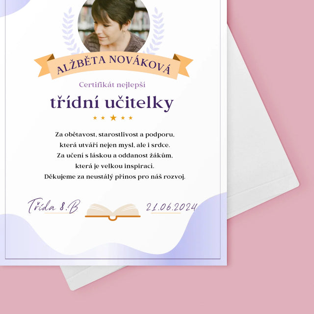 Fotka A Textem: Certifikát Nejlepší Třídní Učitelky - Přání