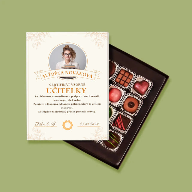 Fotka A Textem: Certifikát Vzorné Učitelky - Pralinky
