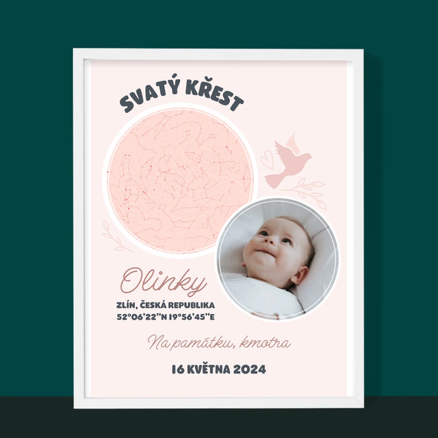 Hvězdná Mapa: Křest - Tisk V Rámečku