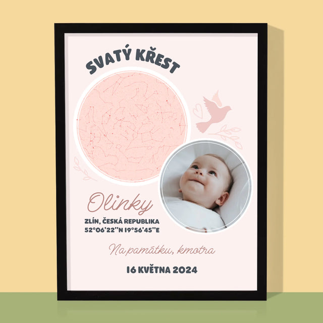 Hvězdná Mapa: Křest - Tisk V Rámečku