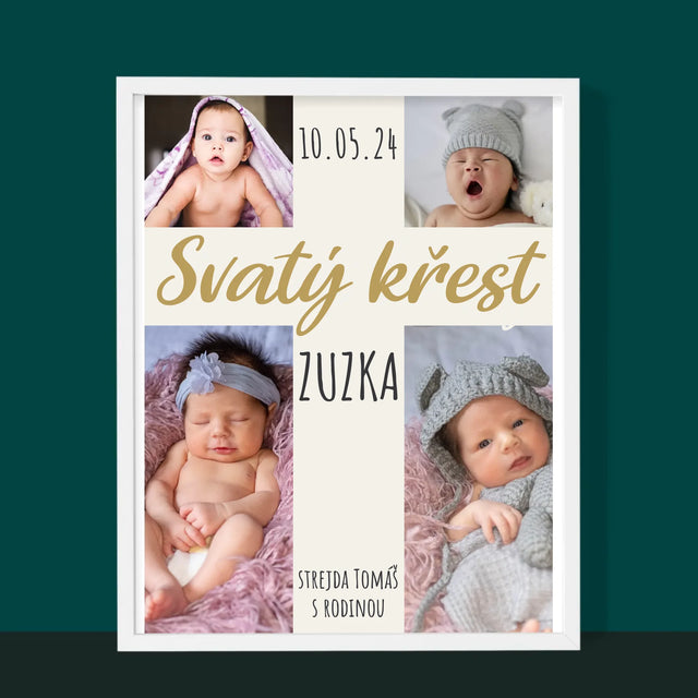 Fotokoláž: Svatý Křest Kříž - Tisk V Rámečku