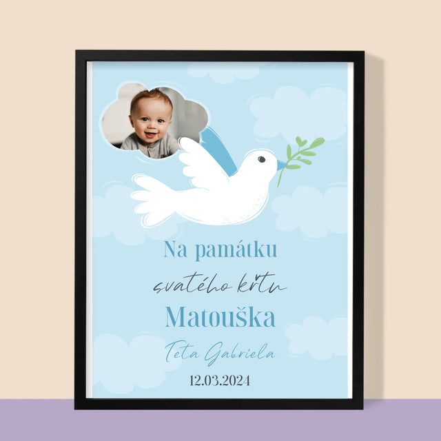 Fotka A Textem: Památka Na Křest Holoubek - Tisk V Rámečku