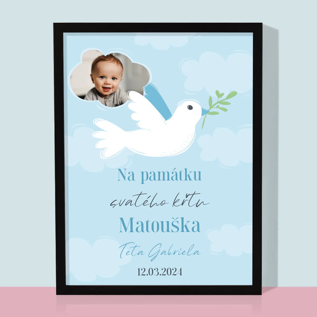 Fotka A Textem: Památka Na Křest Holoubek - Tisk V Rámečku