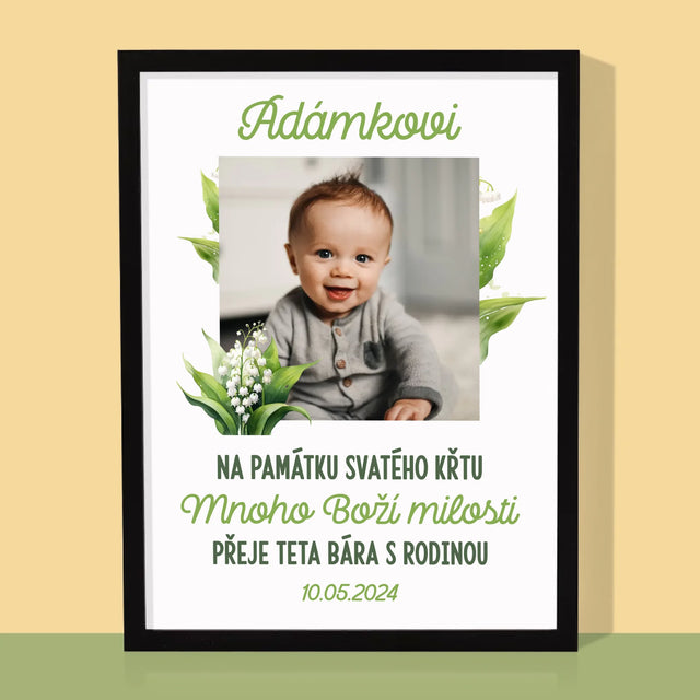 Fotka A Textem: Památka Na Křest Konvalinky - Tisk V Rámečku