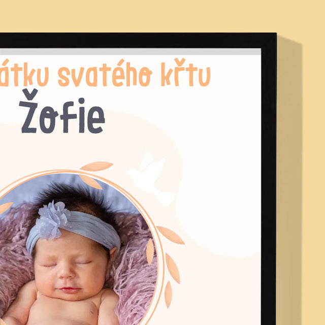 Fotka A Textem: Na Památku Svatého Křtu - Tisk V Rámečku