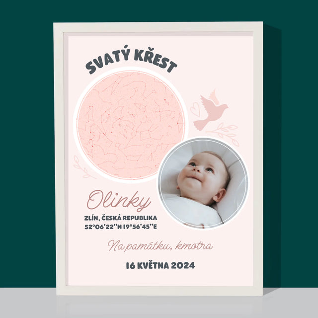 Hvězdná Mapa: Křest - Tisk V Rámečku