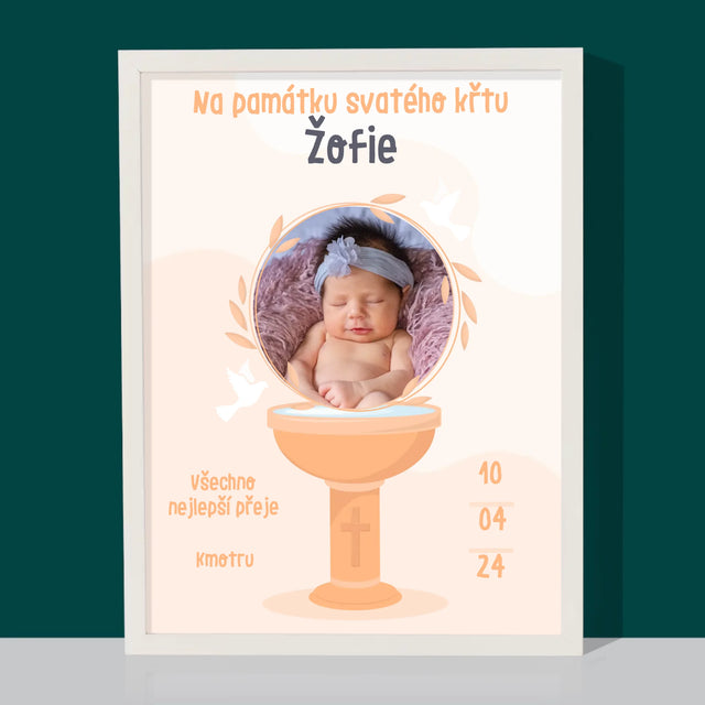 Fotka A Textem: Na Památku Svatého Křtu - Tisk V Rámečku