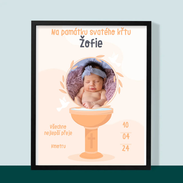 Fotka A Textem: Na Památku Svatého Křtu - Tisk V Rámečku
