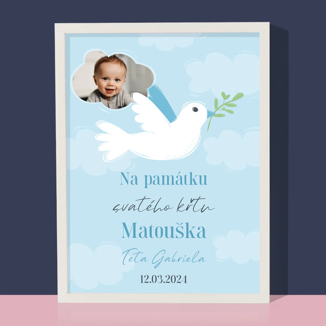 Fotka A Textem: Památka Na Křest Holoubek - Tisk V Rámečku