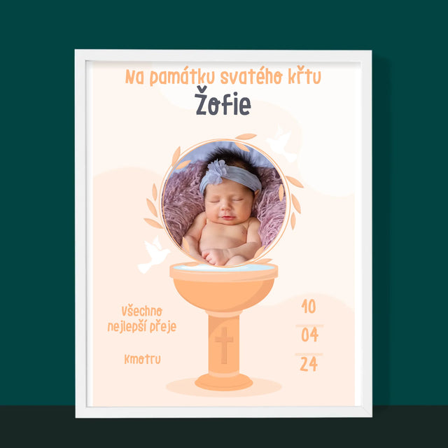 Fotka A Textem: Na Památku Svatého Křtu - Tisk V Rámečku