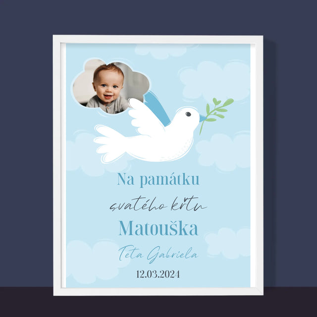 Fotka A Textem: Památka Na Křest Holoubek - Tisk V Rámečku