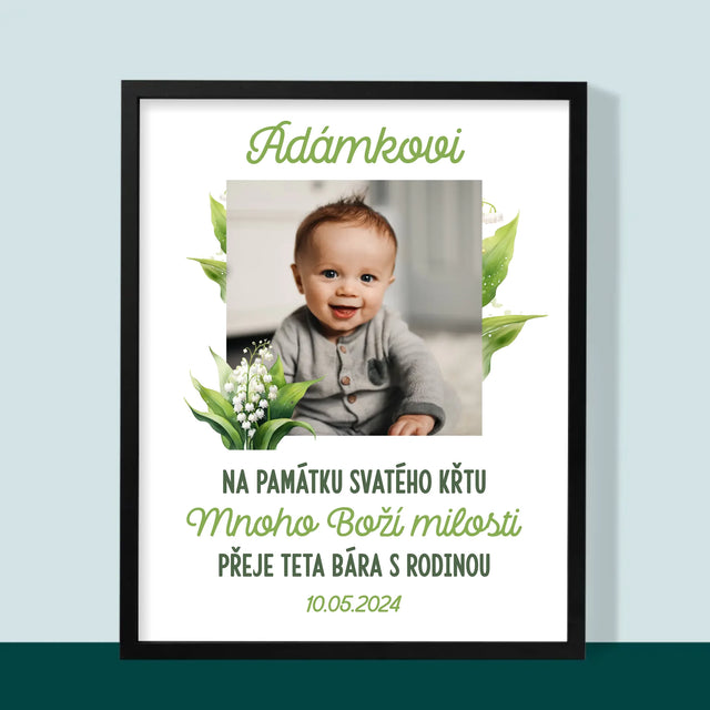 Fotka A Textem: Památka Na Křest Konvalinky - Tisk V Rámečku
