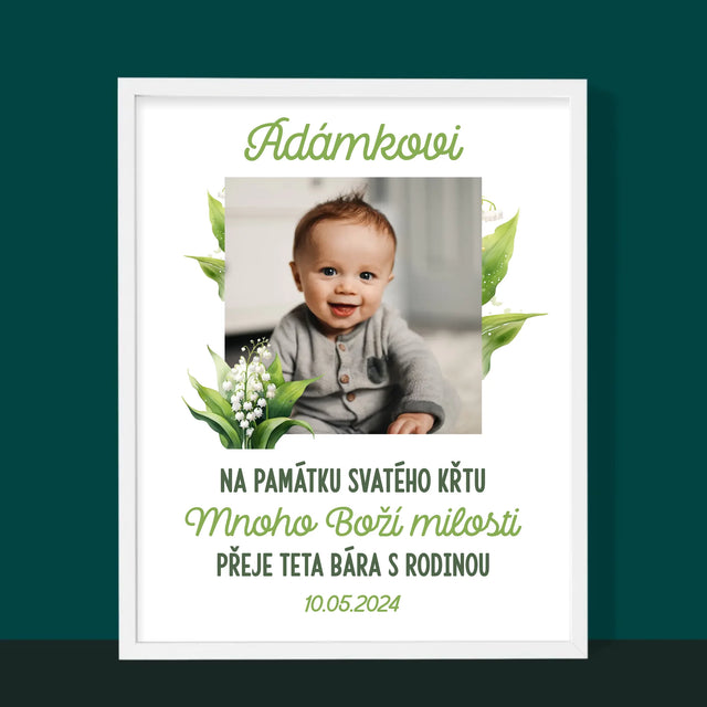 Fotka A Textem: Památka Na Křest Konvalinky - Tisk V Rámečku