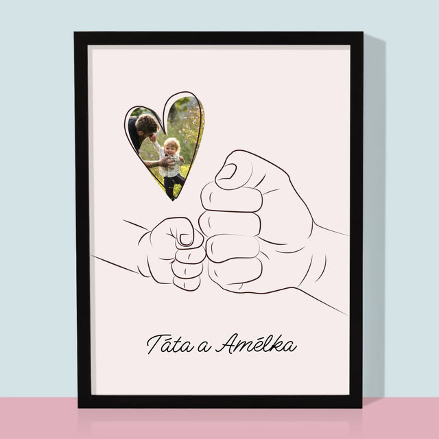 Fotka A Textem: Táta Dítě Ručička - Tisk V Rámečku