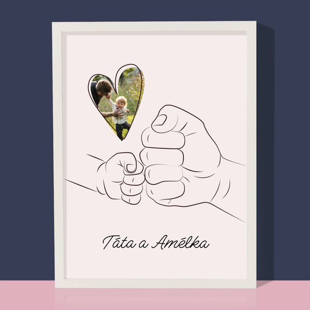 Fotka A Textem: Táta Dítě Ručička - Tisk V Rámečku