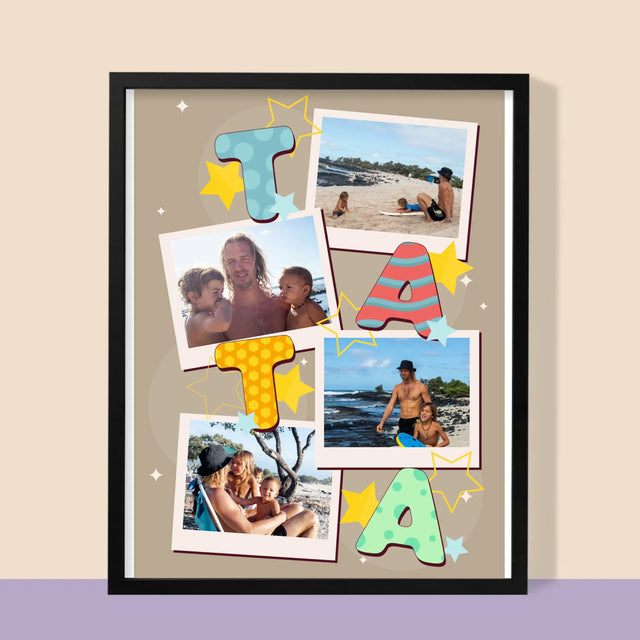 Fotokoláž: Písmenka Táta - Tisk V Rámečku