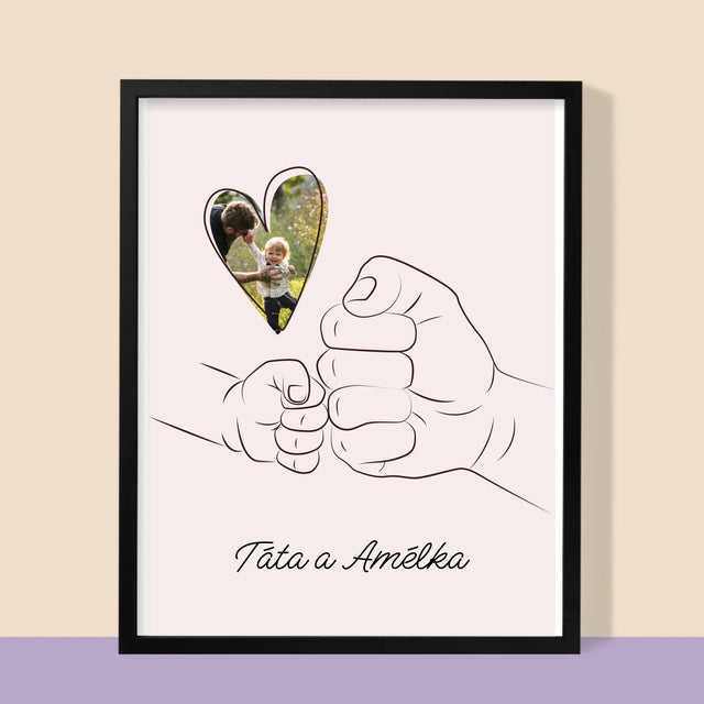 Fotka A Textem: Táta Dítě Ručička - Tisk V Rámečku