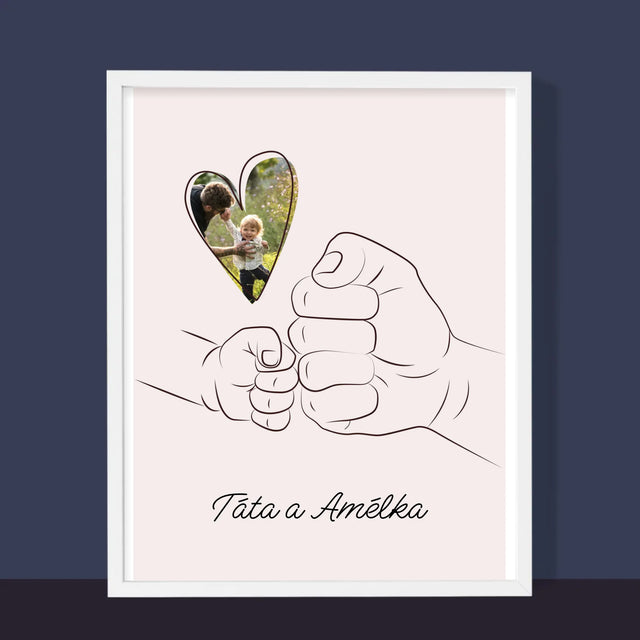 Fotka A Textem: Táta Dítě Ručička - Tisk V Rámečku