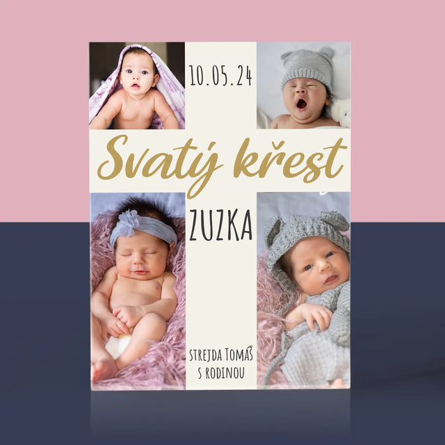 Fotokoláž: Svatý Křest Kříž - Akrylový Blok