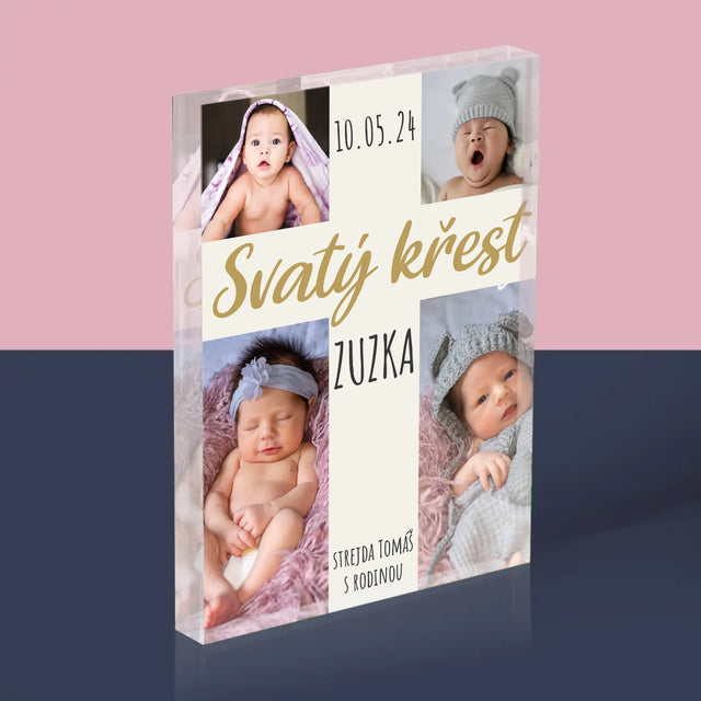 Fotokoláž: Svatý Křest Kříž - Akrylový Blok