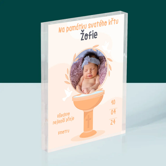 Fotka A Textem: Na Památku Svatého Křtu - Akrylový Blok