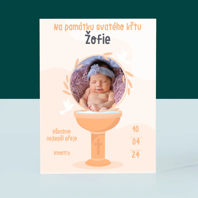 Fotka A Textem: Na Památku Svatého Křtu - Akrylový Blok