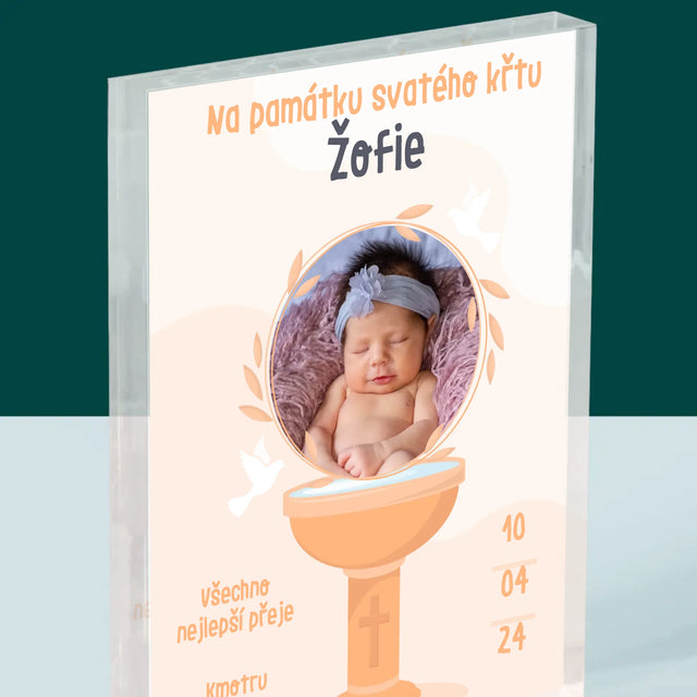 Fotka A Textem: Na Památku Svatého Křtu - Akrylový Blok