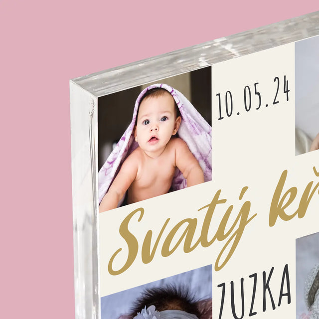 Fotokoláž: Svatý Křest Kříž - Akrylový Blok