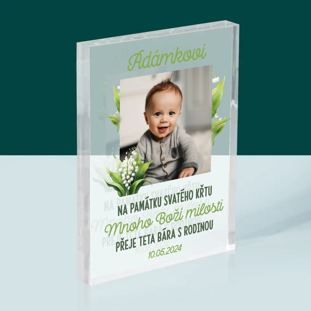 Fotka A Textem: Památka Na Křest Konvalinky - Akrylový Blok