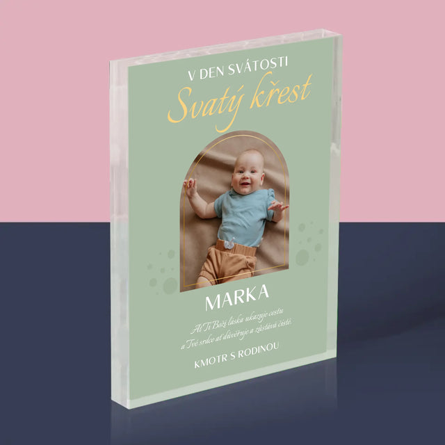 Fotka A Textem: Svátost Svatého Křtu - Akrylový Blok