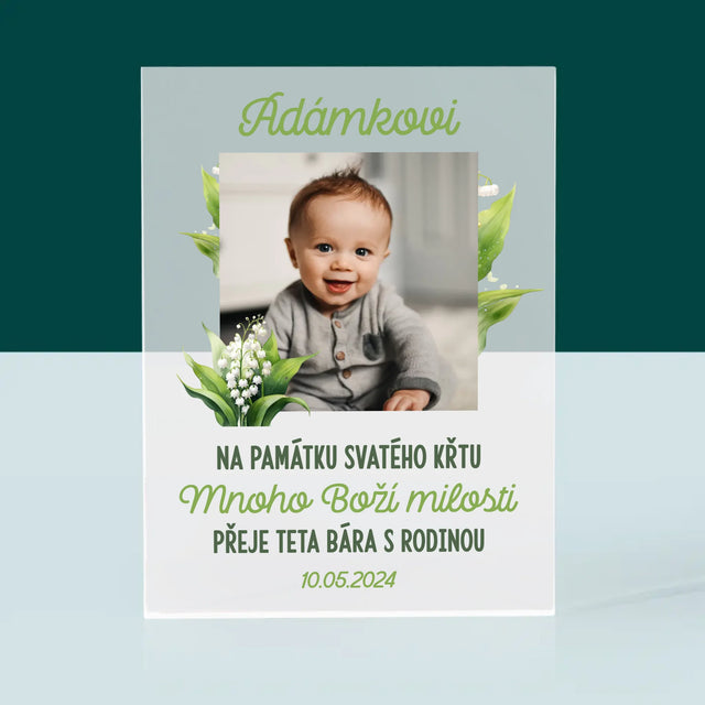 Fotka A Textem: Památka Na Křest Konvalinky - Akrylový Blok