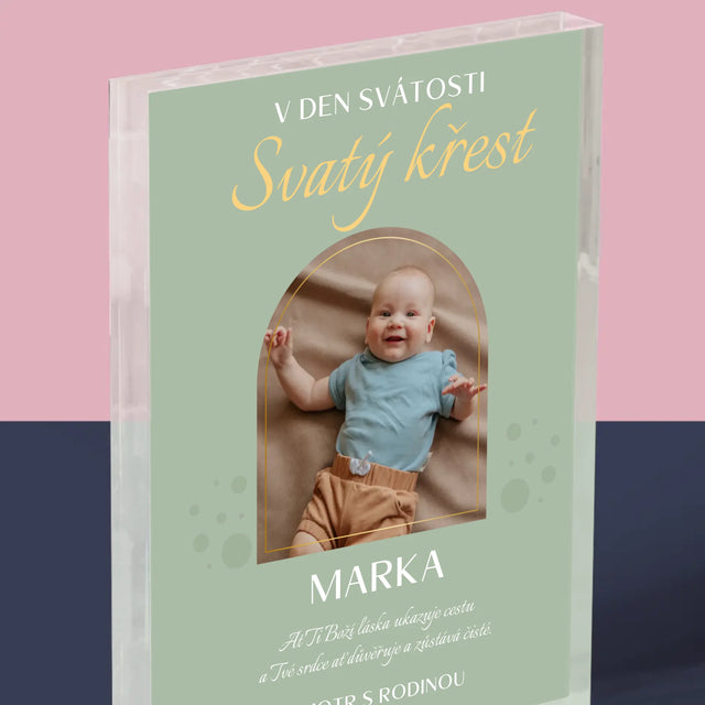 Fotka A Textem: Svátost Svatého Křtu - Akrylový Blok