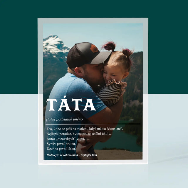 Fotka A Textem: Táta Definice - Akrylový Blok
