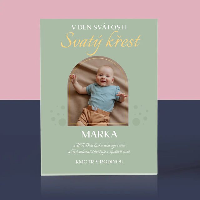 Fotka A Textem: Svátost Svatého Křtu - Akrylový Blok