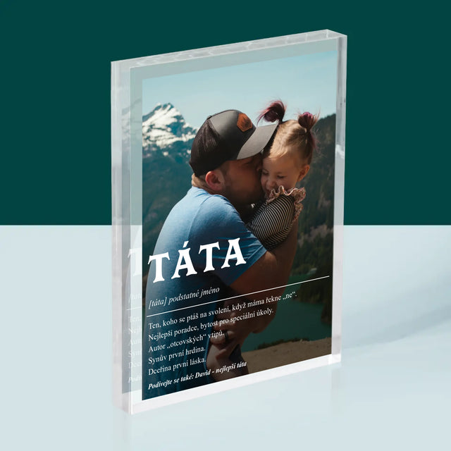 Fotka A Textem: Táta Definice - Akrylový Blok