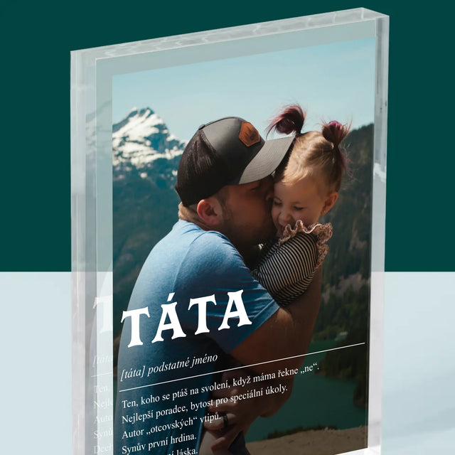 Fotka A Textem: Táta Definice - Akrylový Blok